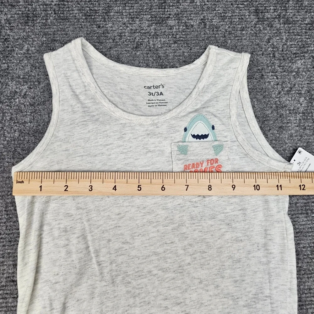 Carter's Boys‎ 2pc Outfit Shark Tank Top Shorts Set Gray Blue 3T